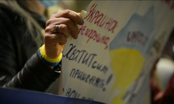 Protest against Ukraine invasion by Russia.